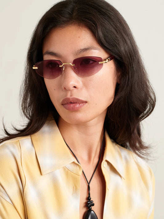 Image of Sunglasses. Product name - Signature C Décor Rimless Cat-eye Gold-tone And Acetate Sunglasses in Multi colour by brand - Cartier Eyewear