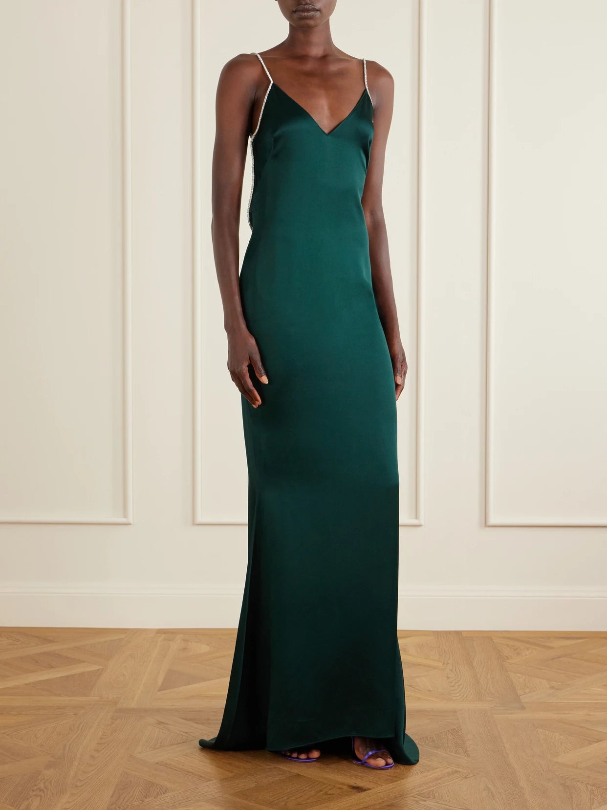Image of Dresses. Product name - Embellished Silk-satin Gown in Green colour by brand - TOM FORD