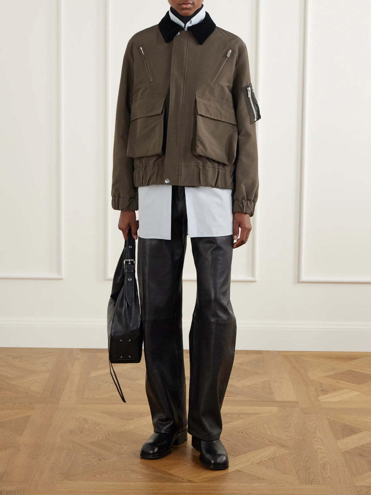 Image of Coats & Jackets. Product name - Cotton-blend Shell Jacket in Brown colour by brand - Sacai