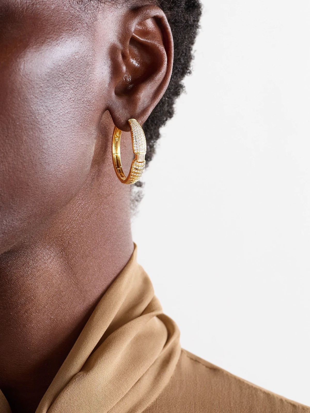 Image of Earrings. Product name - Adiré 18-karat Gold Diamond Hoop Earrings in Multi colour by brand - ALMASIKA