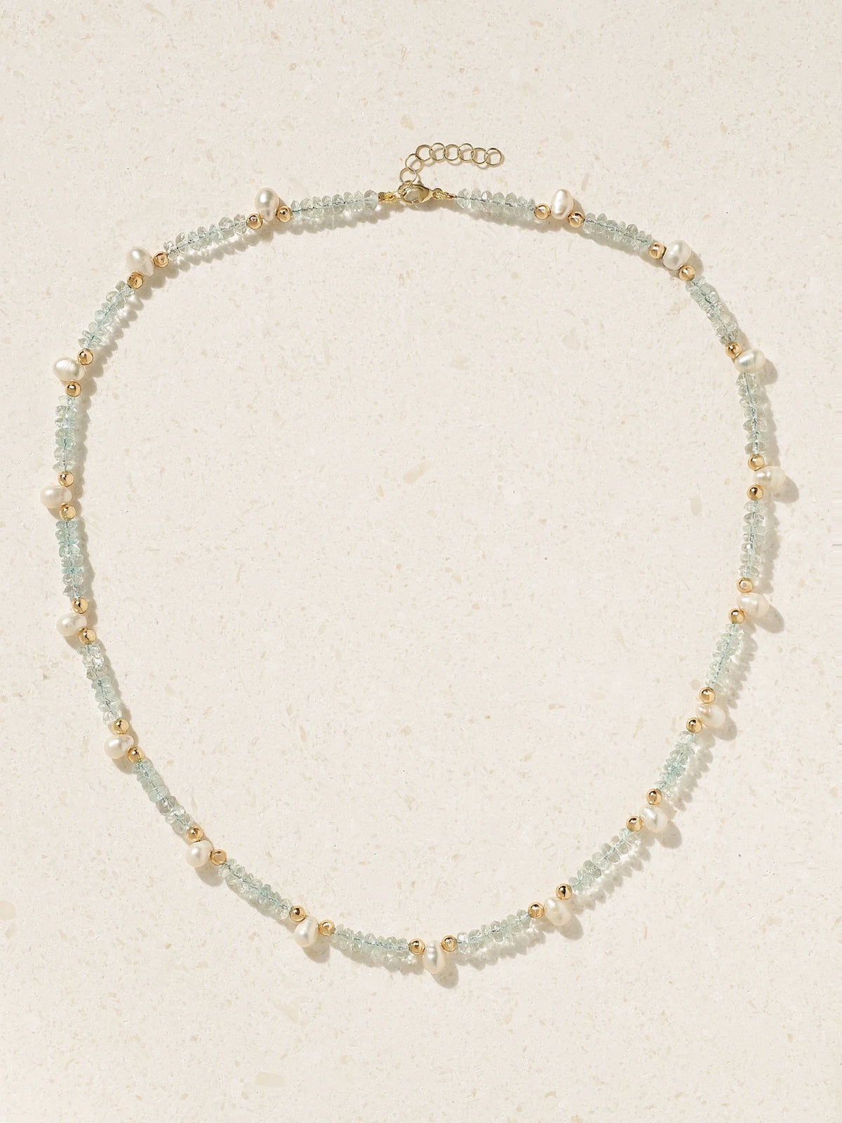 Gold, Aquamarine And Pearl Necklace