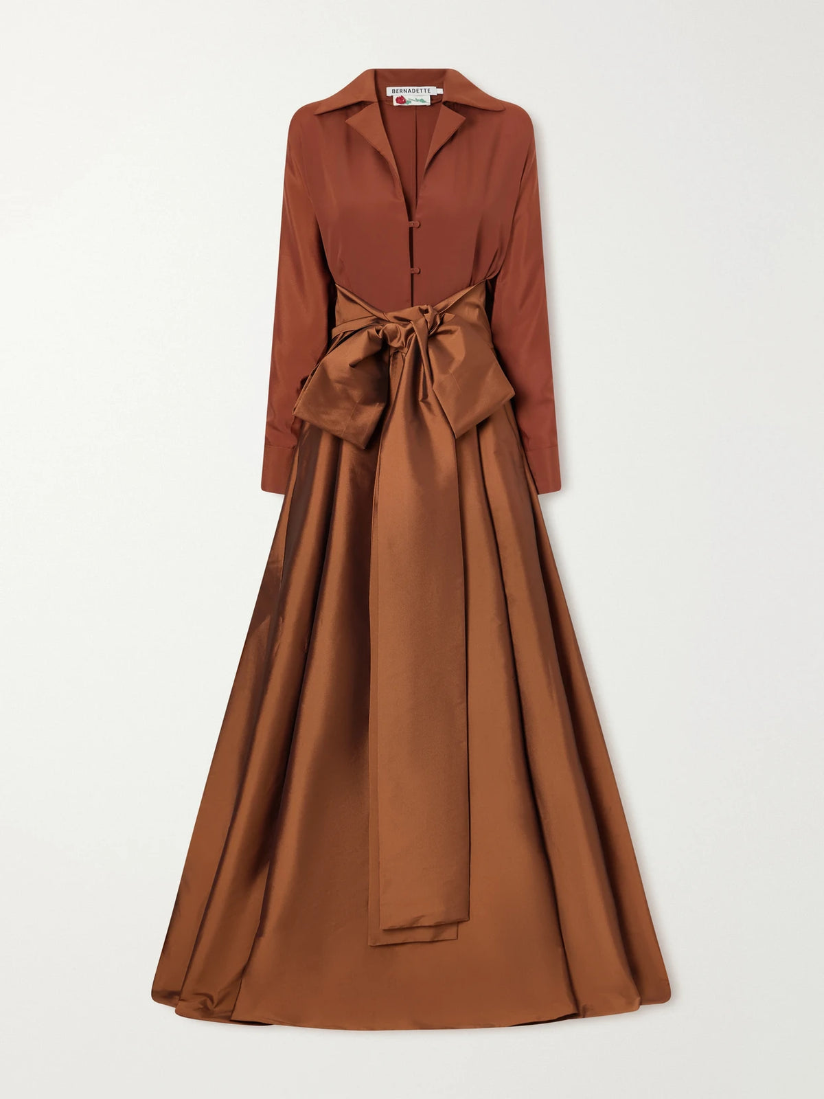 BERNADETTE Beatrice Belted Satin And Taffeta Gown