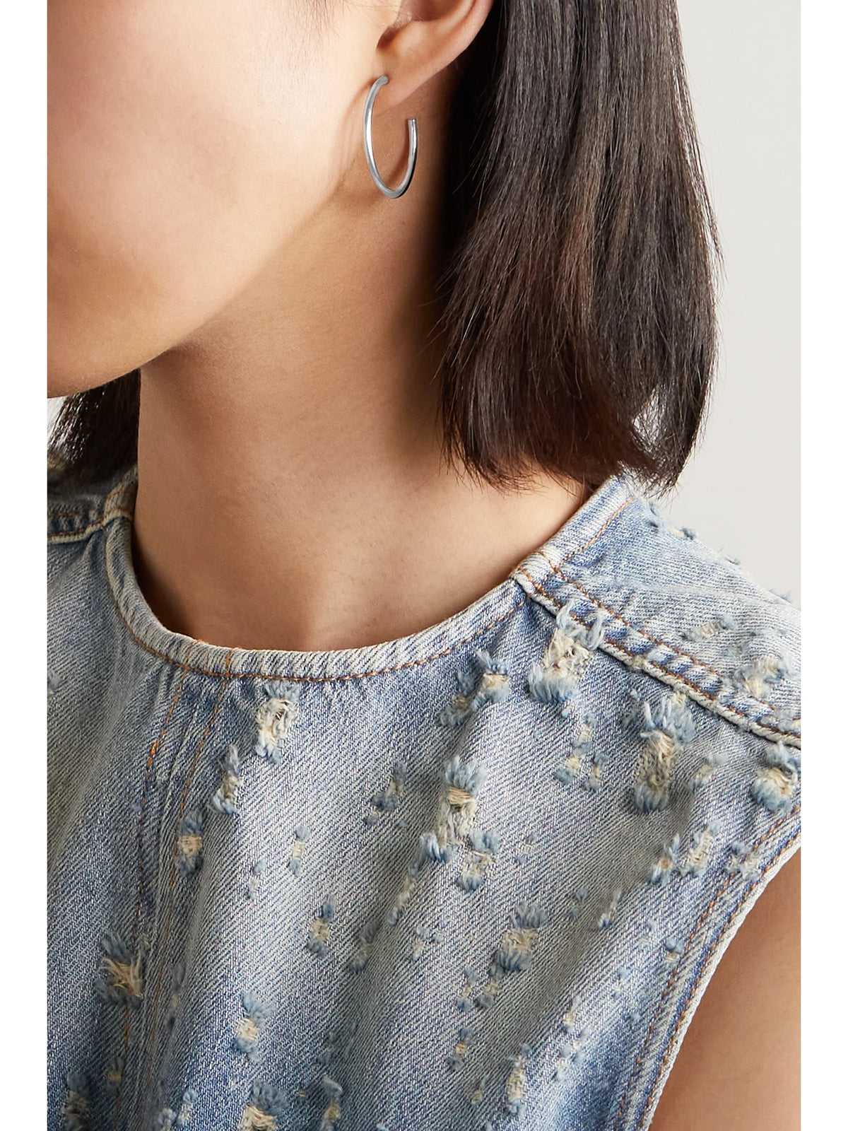 Image of Earrings. Product name - Mini Thread Silver-plated Hoop Earrings in Multi colour by brand - Jennifer Fisher