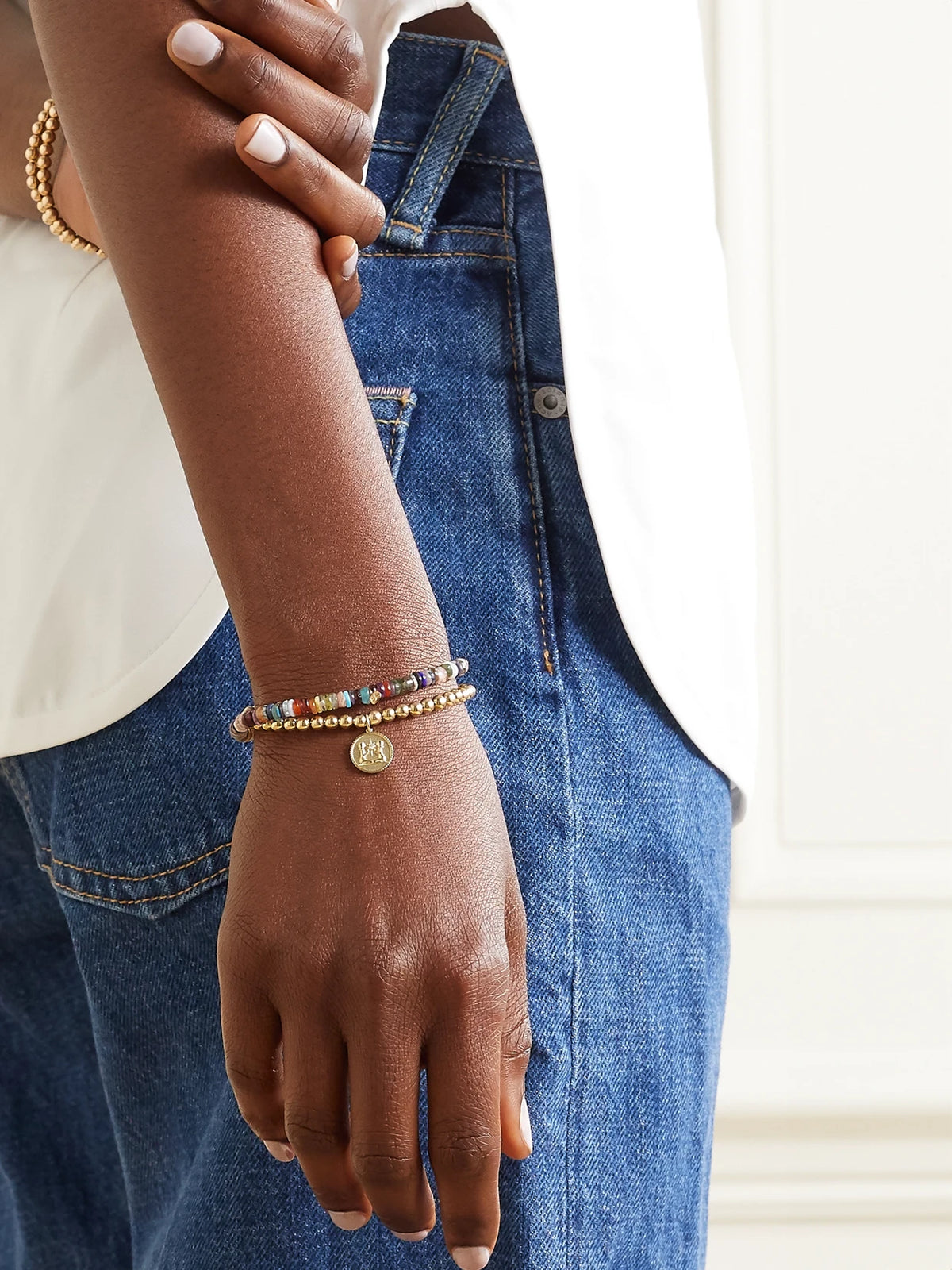 Image of Bracelets. Product name - Gemini 14-karat Gold Diamond Bracelet in Multi colour by brand - Sydney Evan
