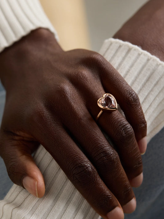 Image of Rings. Product name - Love 18-karat Rose Gold Morganite Ring in Multi colour by brand - Irene Neuwirth