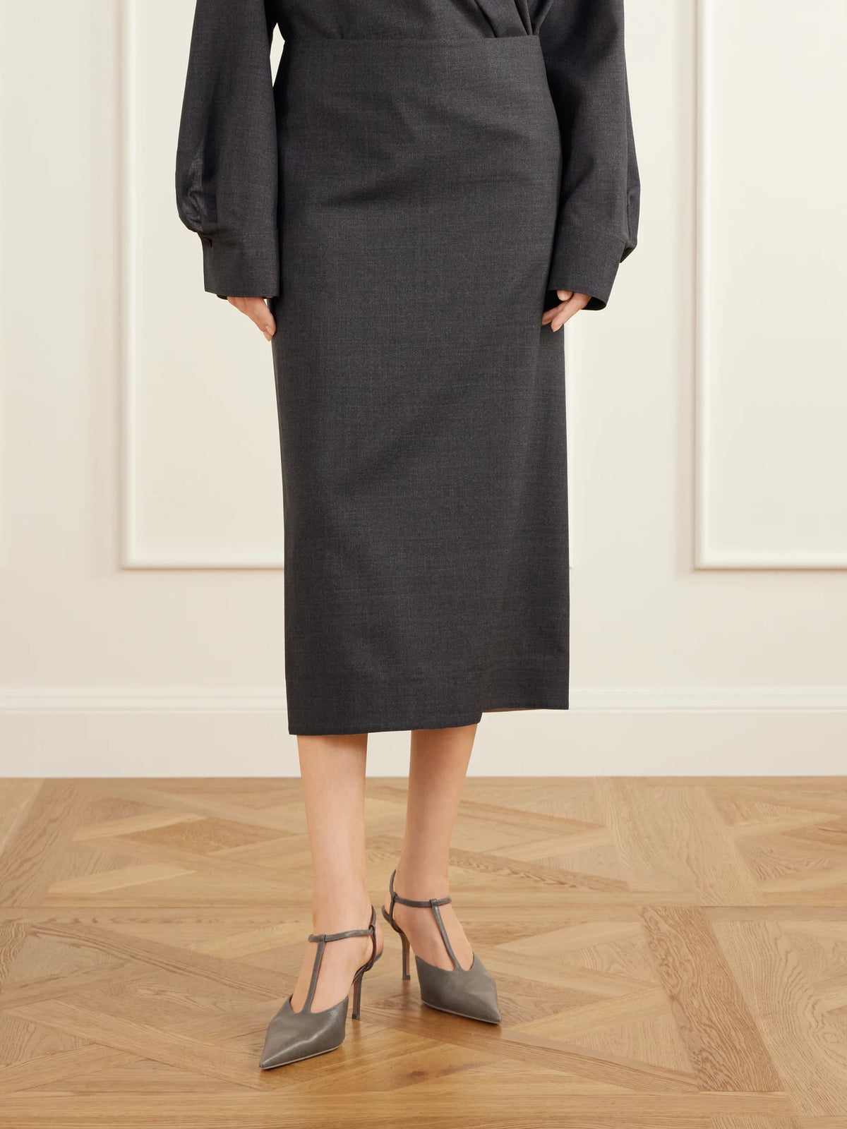 Calvin Klein Collection Eulalia Wool-woven Midi Skirt
