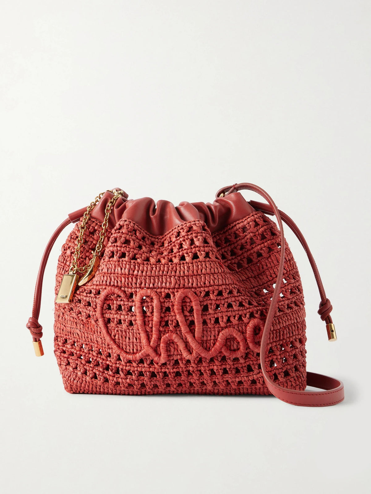 Summer Banana Leather-trimmed Raffia Shoulder Bag