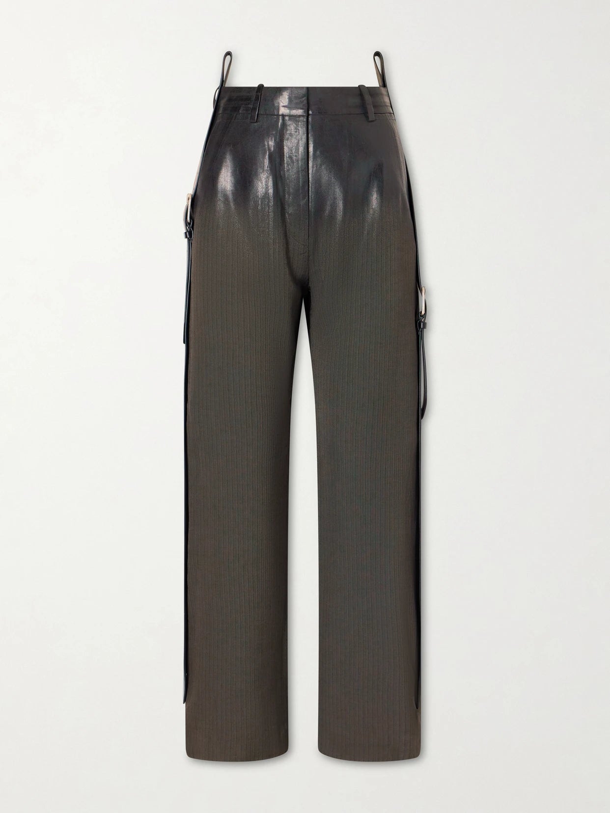 Puja Coated Herringbone Degradé Straight-leg Pants