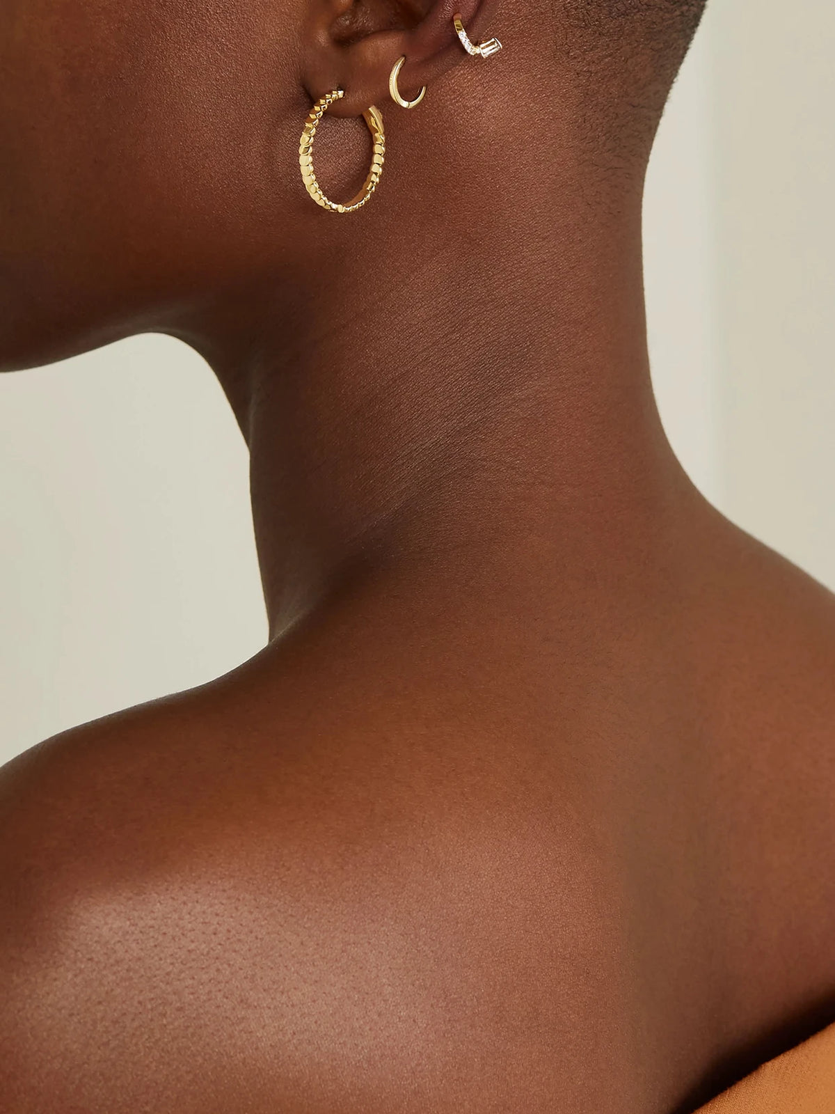 Image of Earrings. Product name - Luna 18-karat Gold Hoop Earrings in Multi colour by brand - Anita Ko