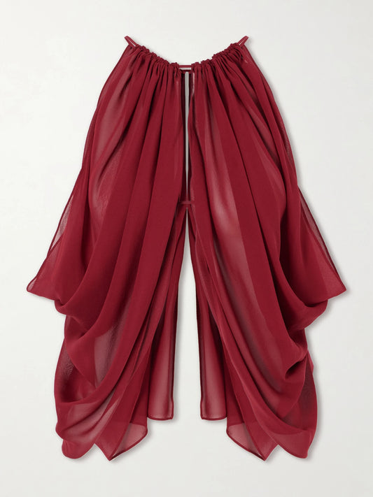 AFLALO Reysa Ruched Silk-crepe Top