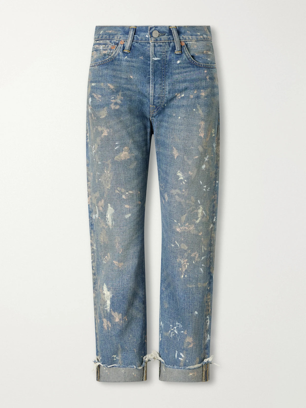 RRL Paint-splattered Boyfriend Jeans