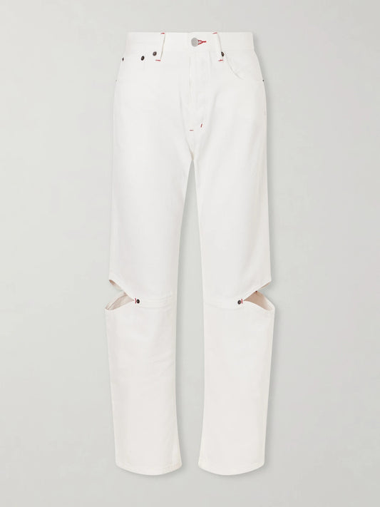 Image of Jeans. Product name - Cowgirl Tapered Jeans in White colour by brand - Still Here