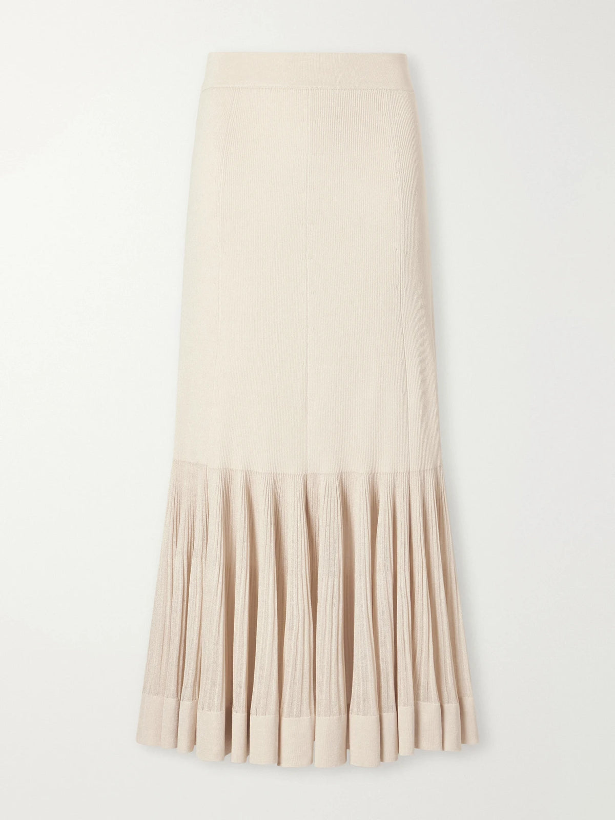 Zimmermann Clash Pleated Metallic Jersey Midi Skirt