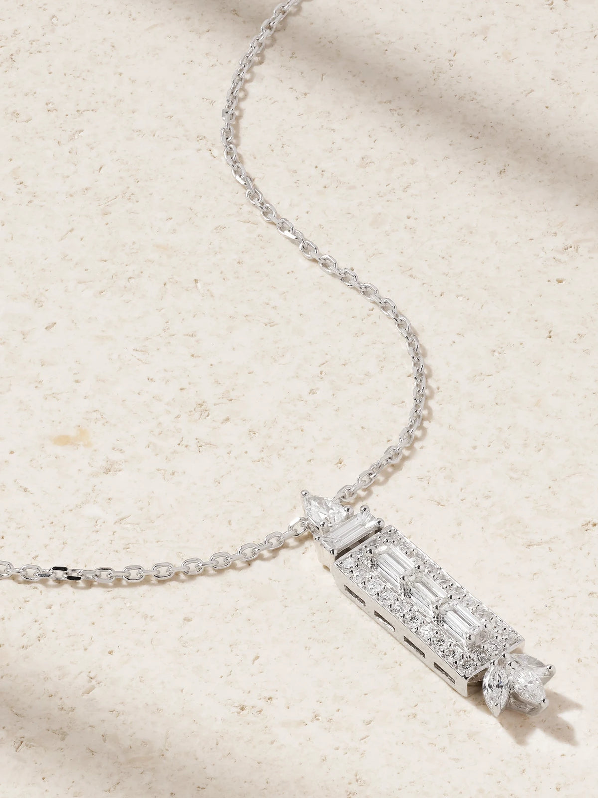 YEPREM 18-karat White Gold Diamond Necklace