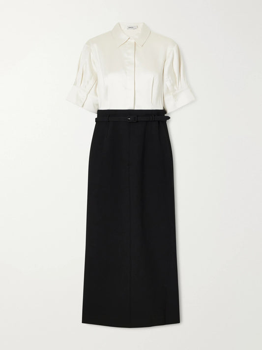 SIMKHAI Alvera Belted Twill Midi Dress