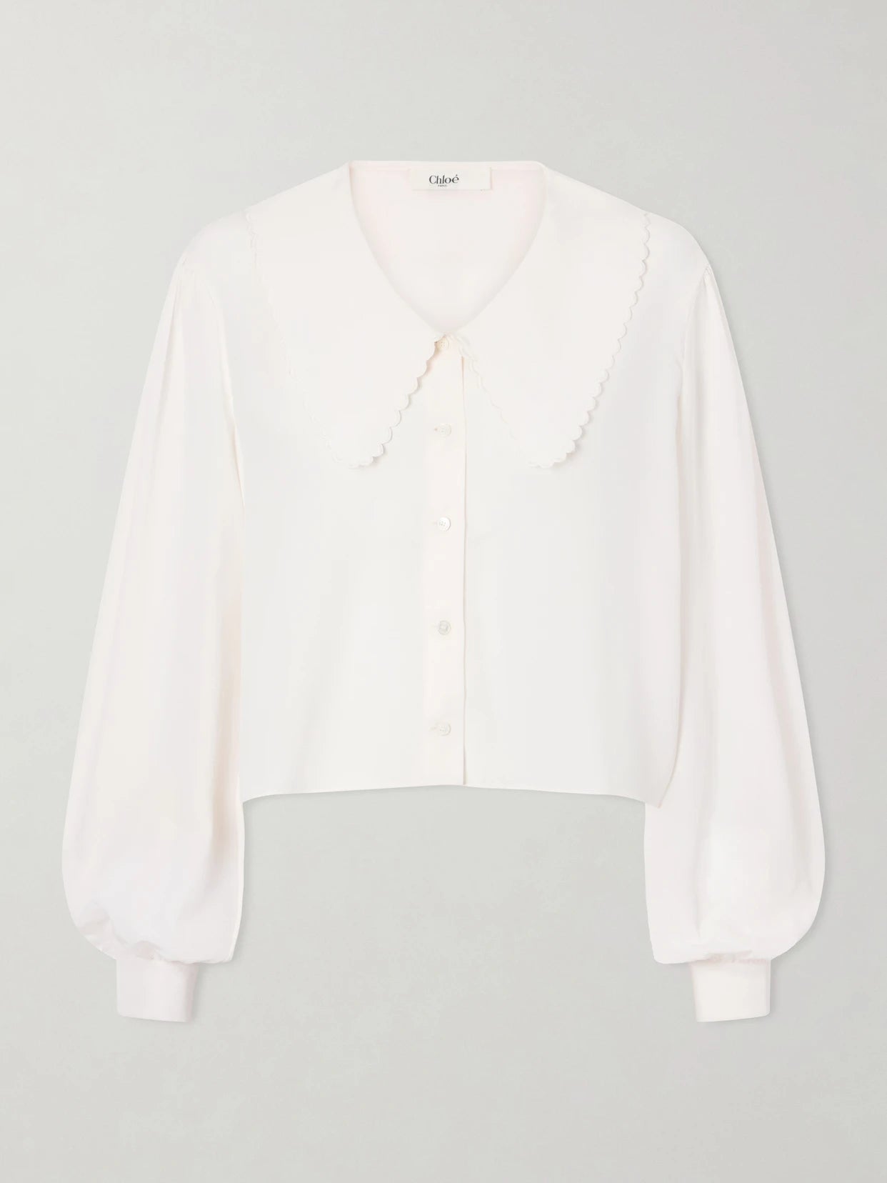 Cropped Silk-crepe De Chine Blouse