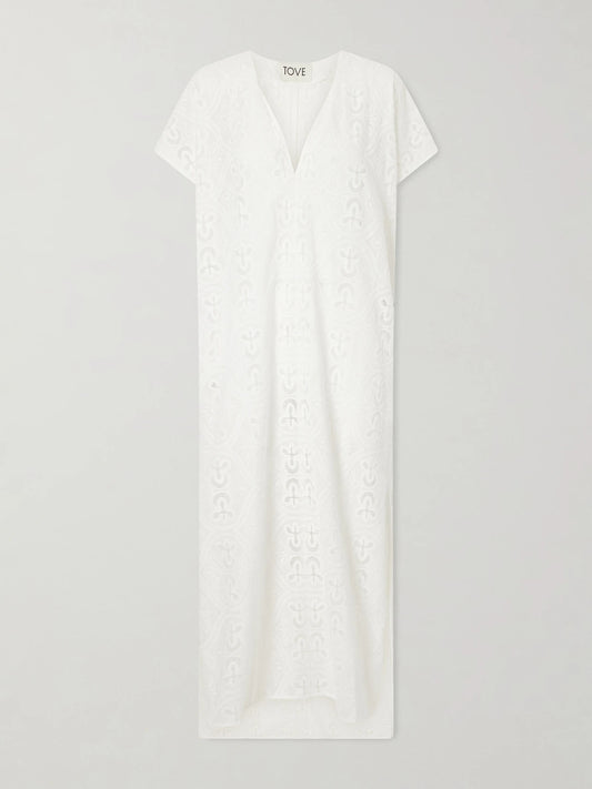Yuna Embroidered Cotton-blend Midi Dress