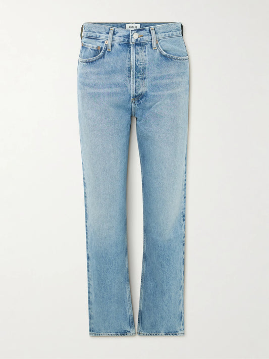 Image of Jeans. Product name - '90s Pinch High-rise Straight-leg Jeans in Mid denim colour by brand - AGOLDE