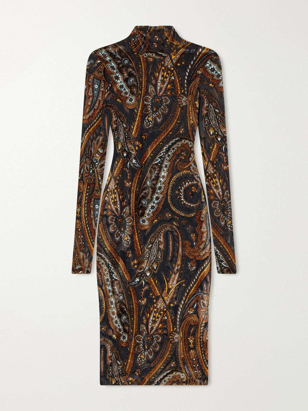 Etro Printed Stretch-velvet Knee-length Dress