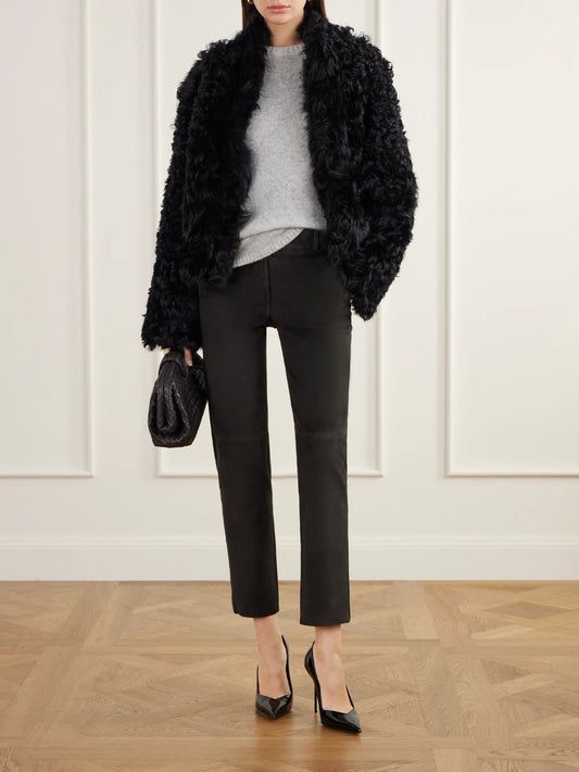 Image of Coats & Jackets. Product name - Mooney Reversible Shearling And Leather Jacket in Black colour by brand - ARMA