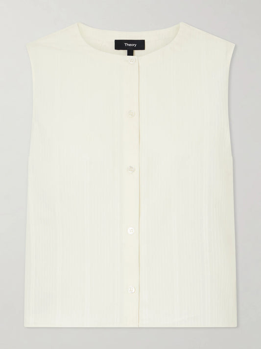 Theory Striped Cotton-voile Tank