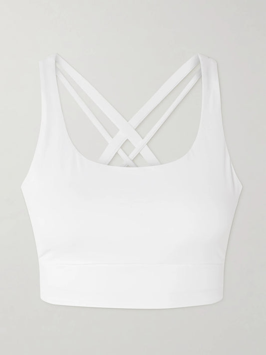 Image of Activewear. Product name - Energy Longline Sports Bra in White colour by brand - lululemon