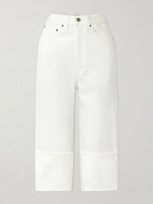 Image of Jeans. Product name - Boyle Cropped Low-rise Straight-leg Jeans in White colour by brand - KHAITE