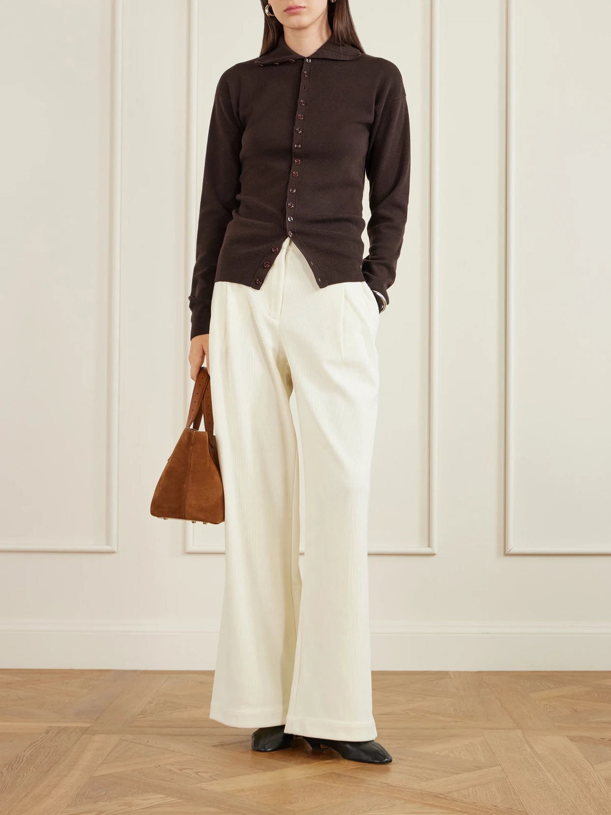 Image of Bags. Product name - East West Chelsea Leather-trimmed Suede Tote in Tan colour by brand - Proenza Schouler
