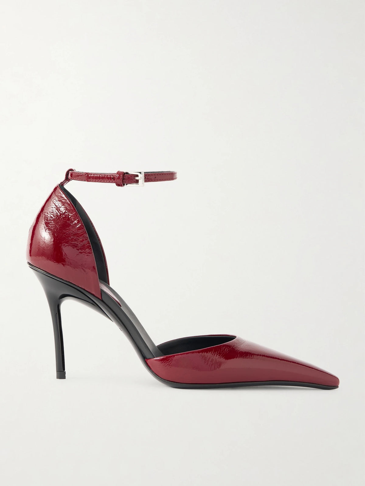 D'orsay 90 Glossed Textured-leather Pumps