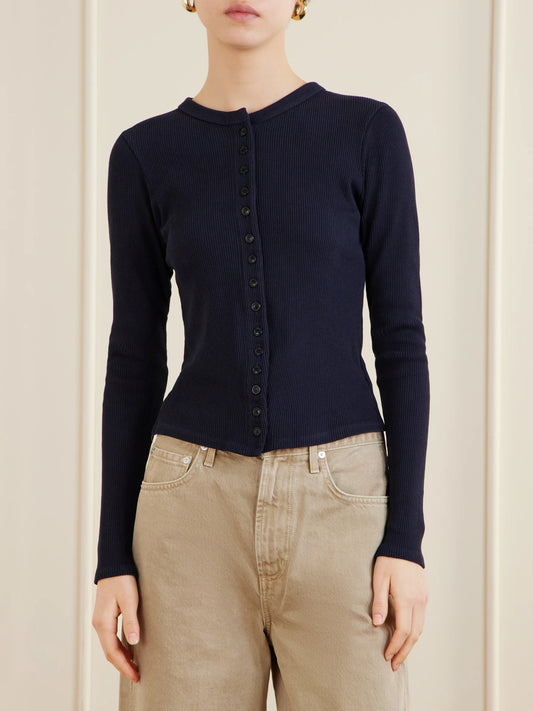 Kari Ribbed Stretch-jersey Cardigan