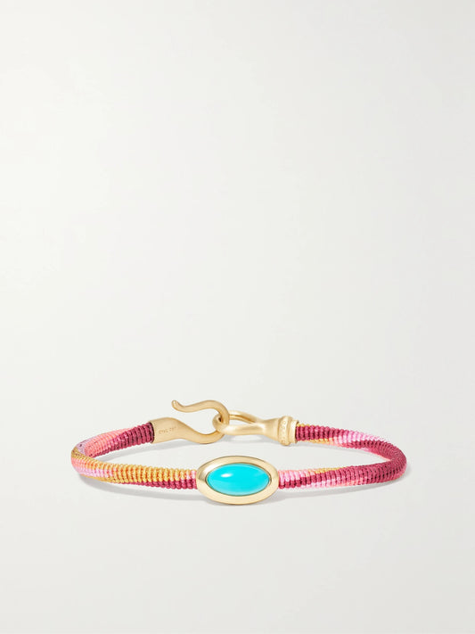 Life 18-karat Gold, Turquoise And Cord Bracelet