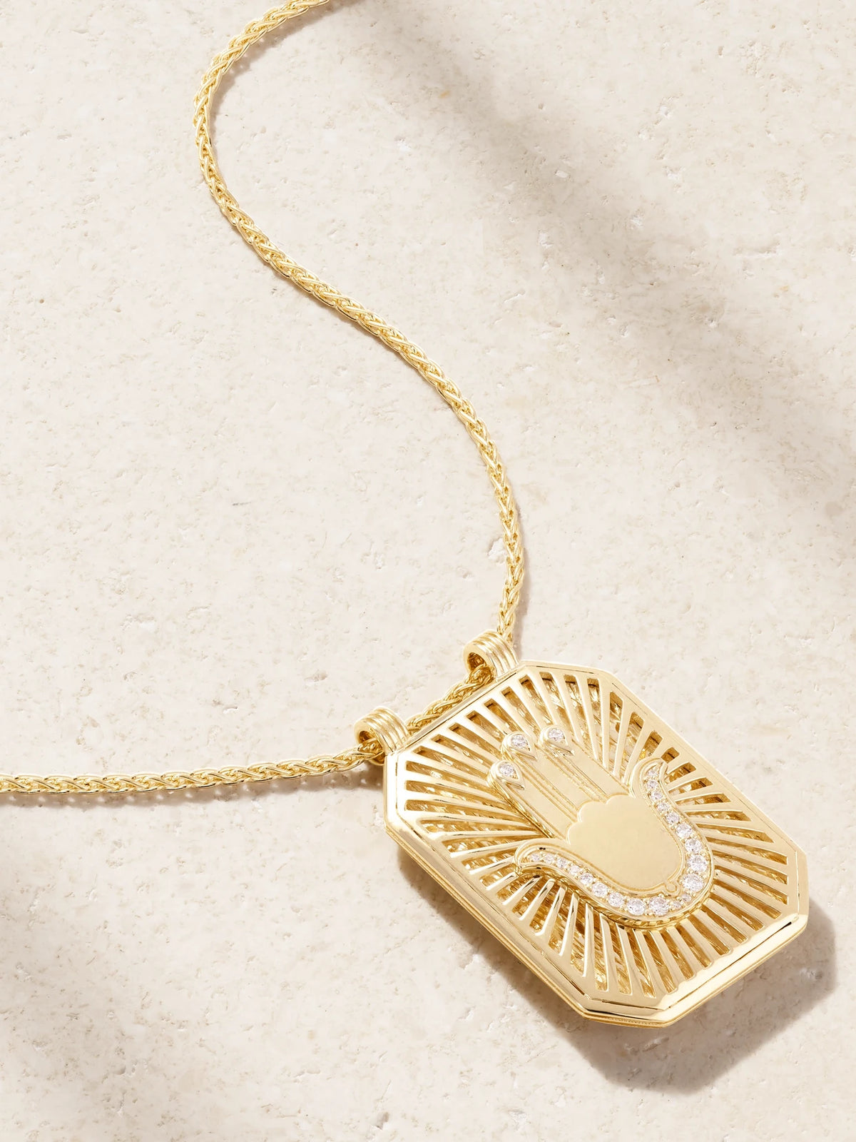 Hand Scapular 18-karat Gold Diamond Necklace