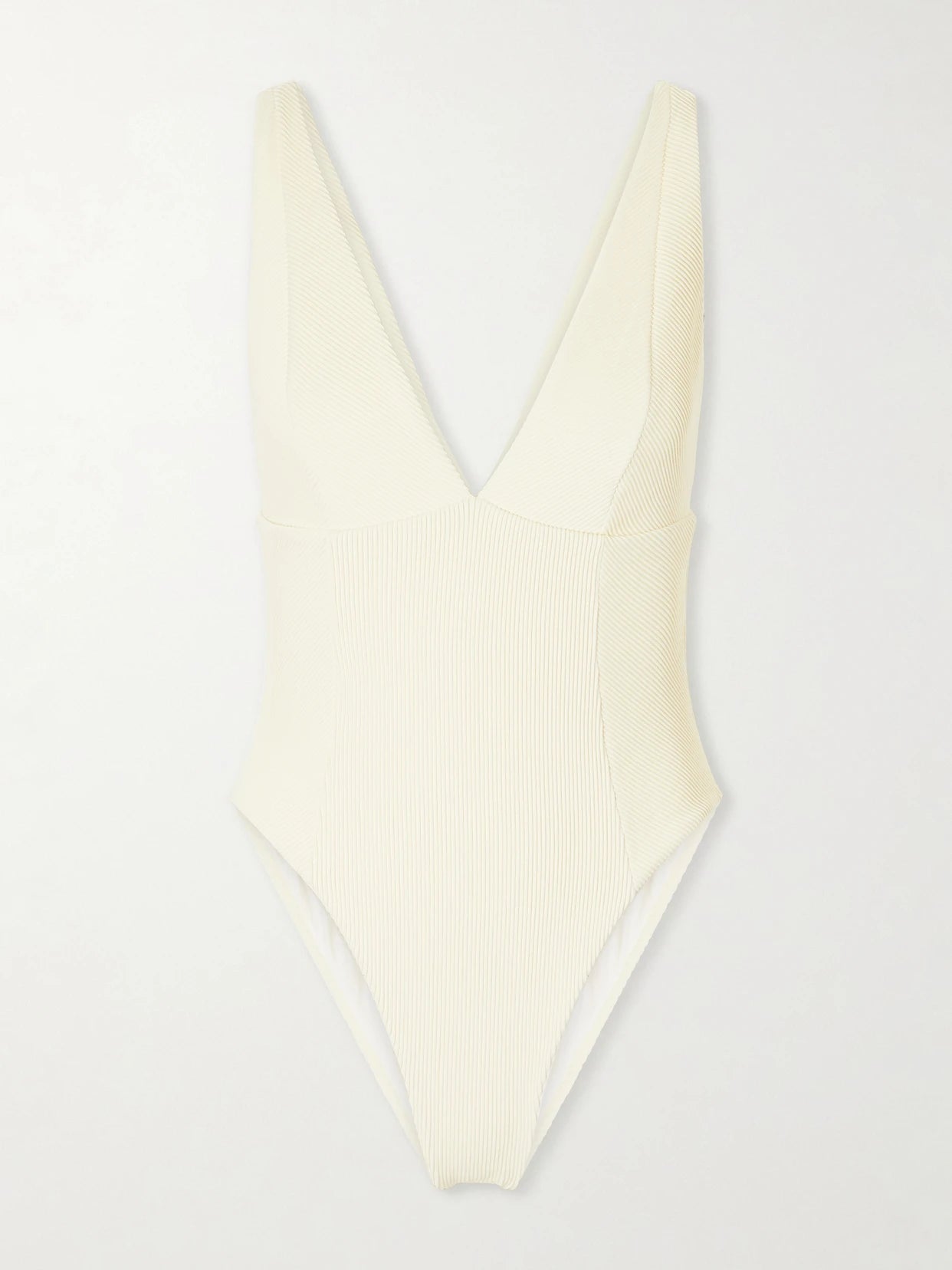 Image of Swimwear. Product name - Raquel Ribbed Swimsuit in Cream colour by brand - Haight