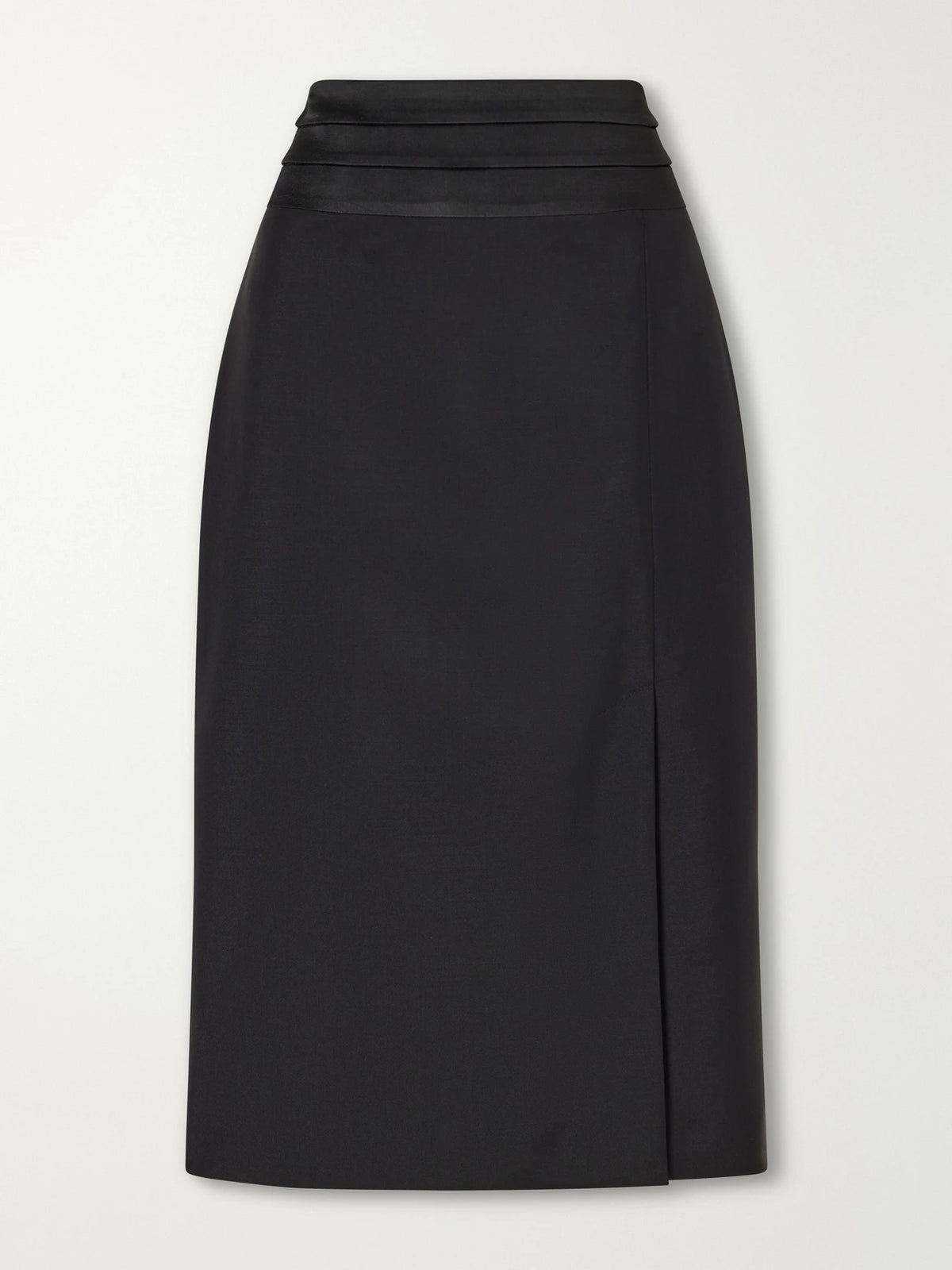 RÓHE Claris Satin-trimmed Wool-blend Gabardine Midi Skirt