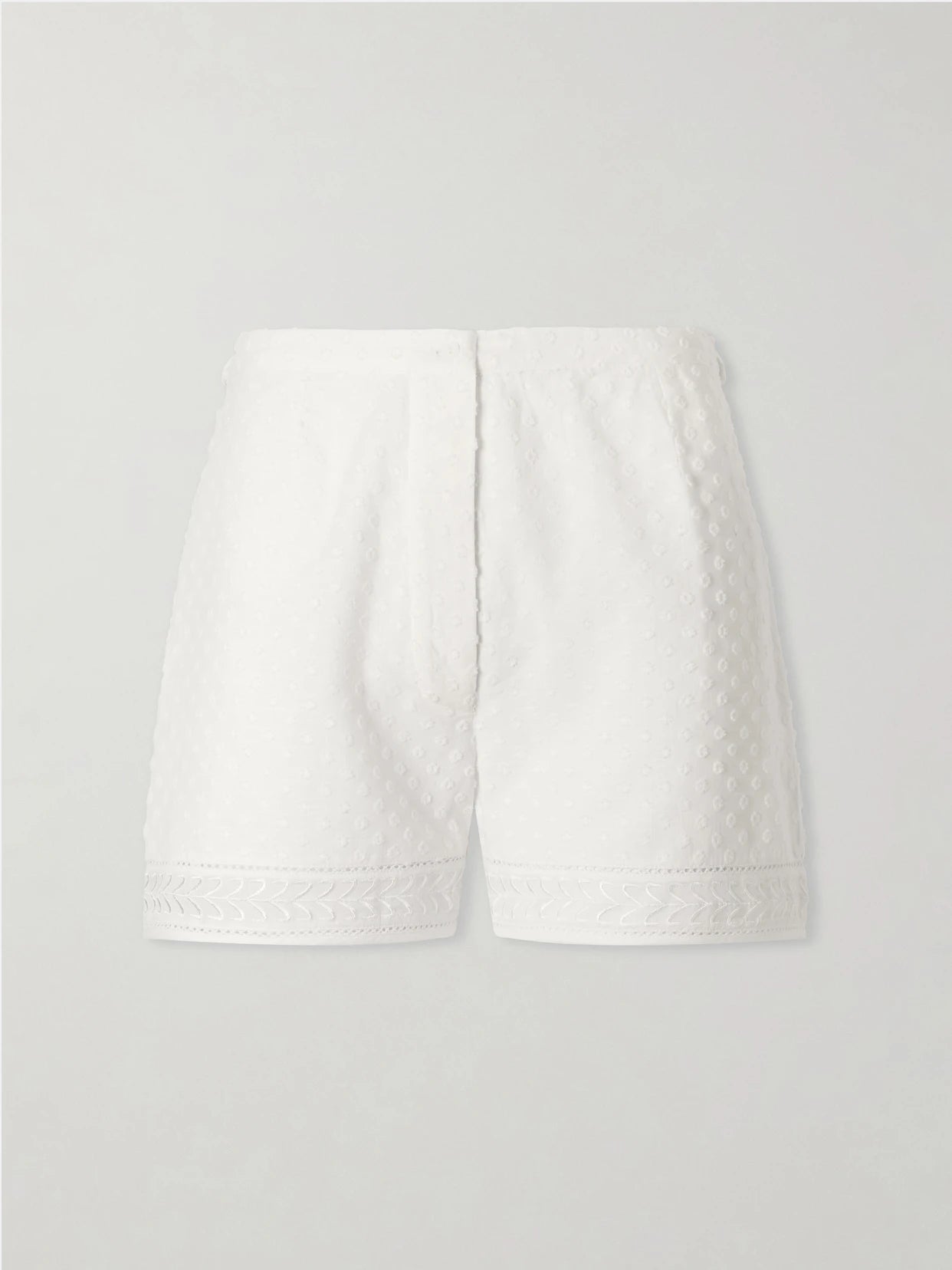 Armand Polka-dot Lace-embroidered Cotton-voile Shorts