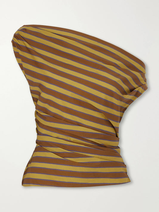 STAUD Phare Striped Cotton-blend Poplin Blouse