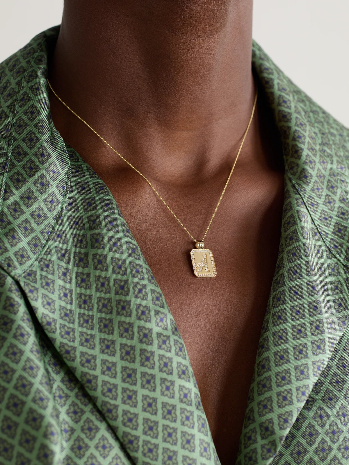 Image of Necklaces. Product name - Letter 14-karat Gold Diamond Necklace in D colour by brand - STONE AND STRAND