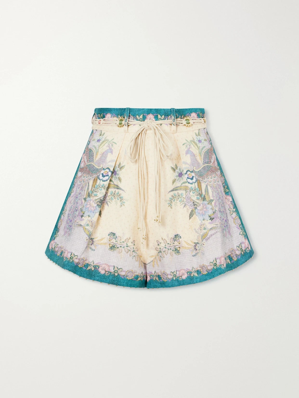 Indra Belted Mid-rise Floral-print Linen Shorts