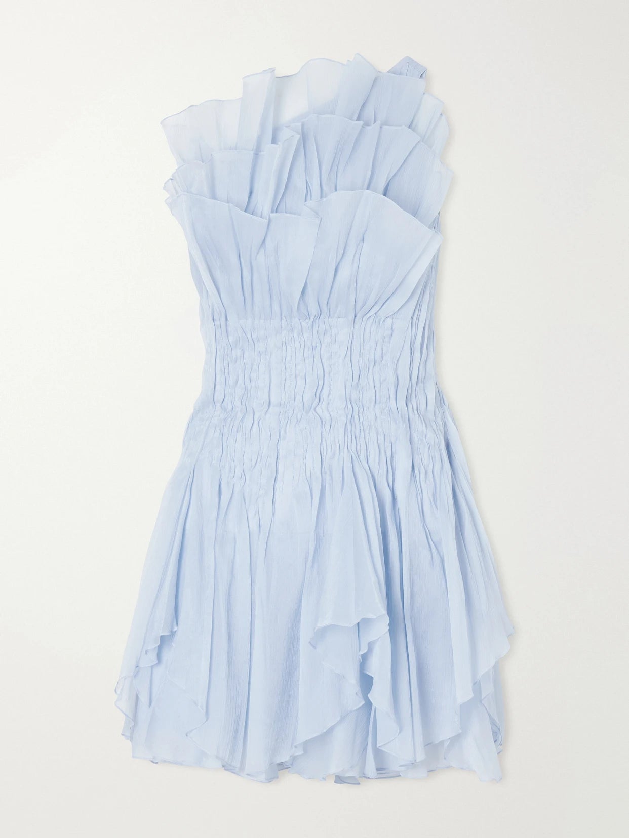 Image of Dresses. Product name - Nisha One-shoulder Organza Mini Dress in Blue colour by brand - Aje
