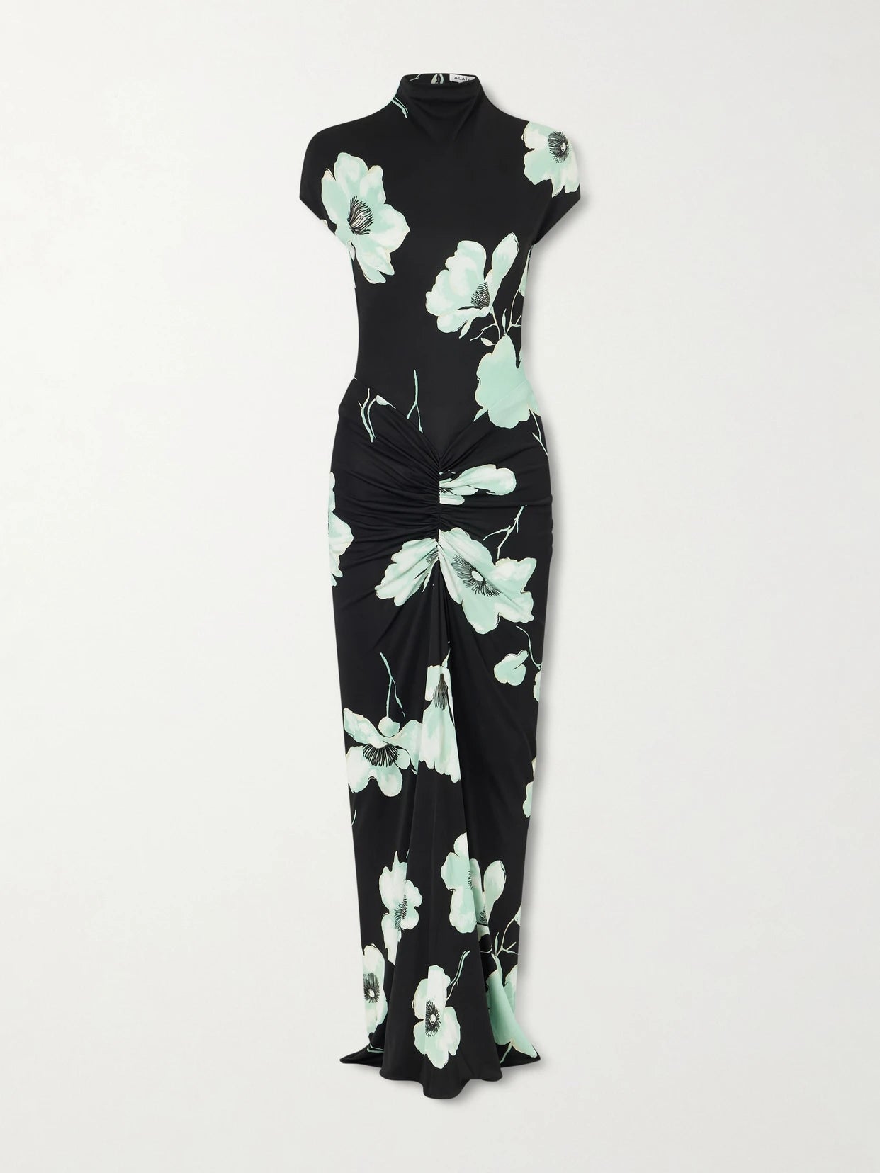 Image of Dresses. Product name - Jersey Floral-print Maxi Dress in Black colour by brand - Alaïa