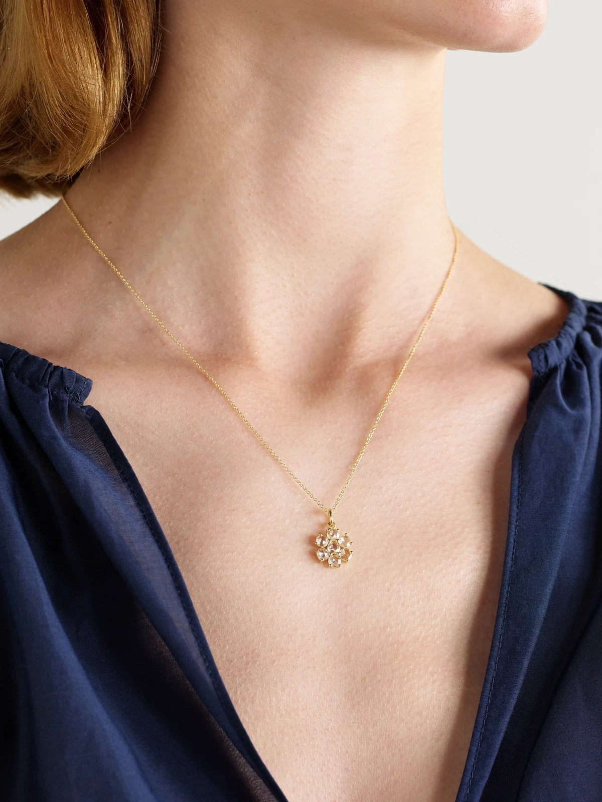 Image of Necklaces. Product name - Daisy Bloom 18-karat Gold Diamond Necklace in Multi colour by brand - Ileana Makri