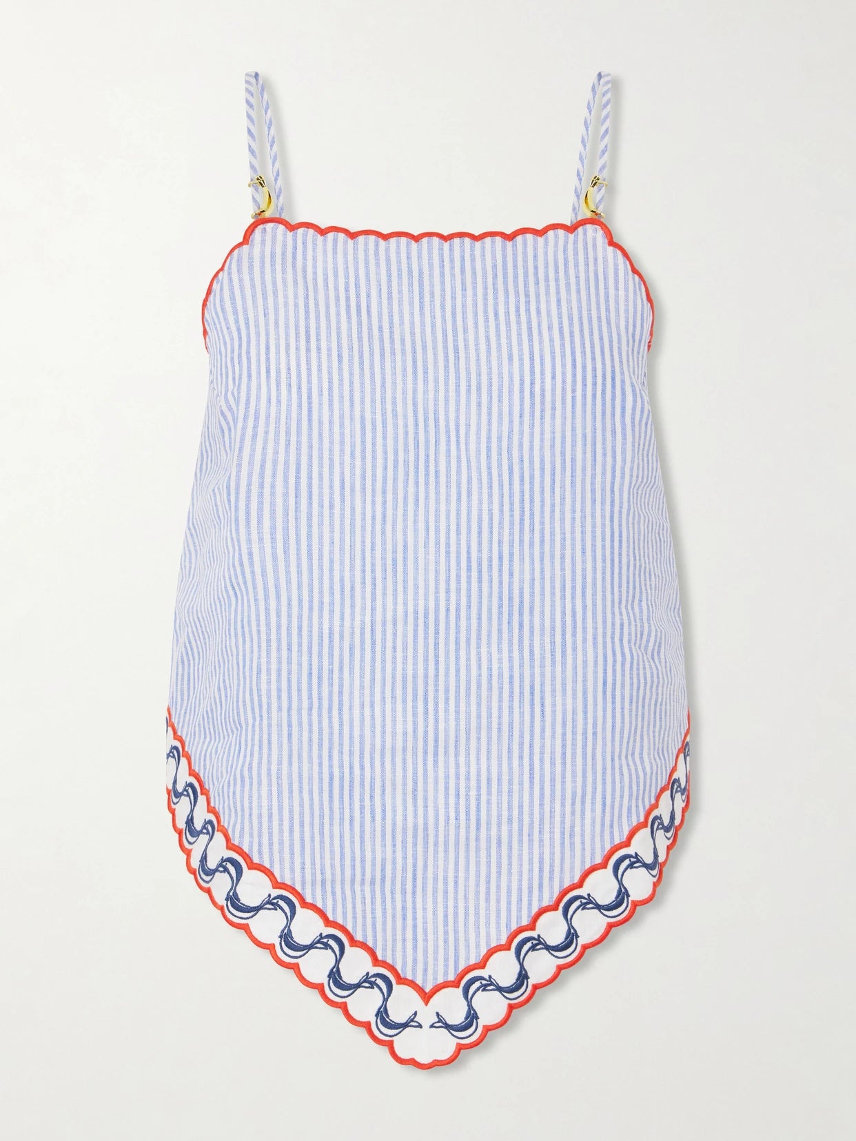 Embroidered Striped Linen Coverup