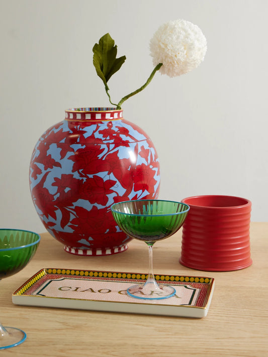 Image of Decor. Product name - Ciao Cara Porcelain Tray in Pink colour by brand - La DoubleJ