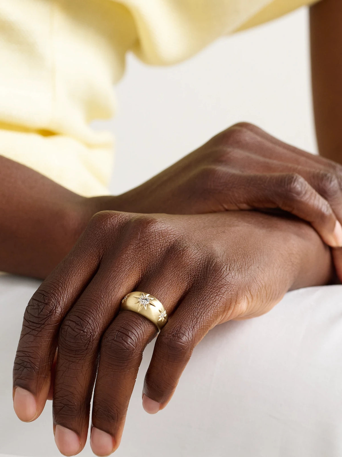 Image of Rings. Product name - Starburst 14-karat Gold Diamond Ring in 6 1/2 colour by brand - Jacquie Aiche