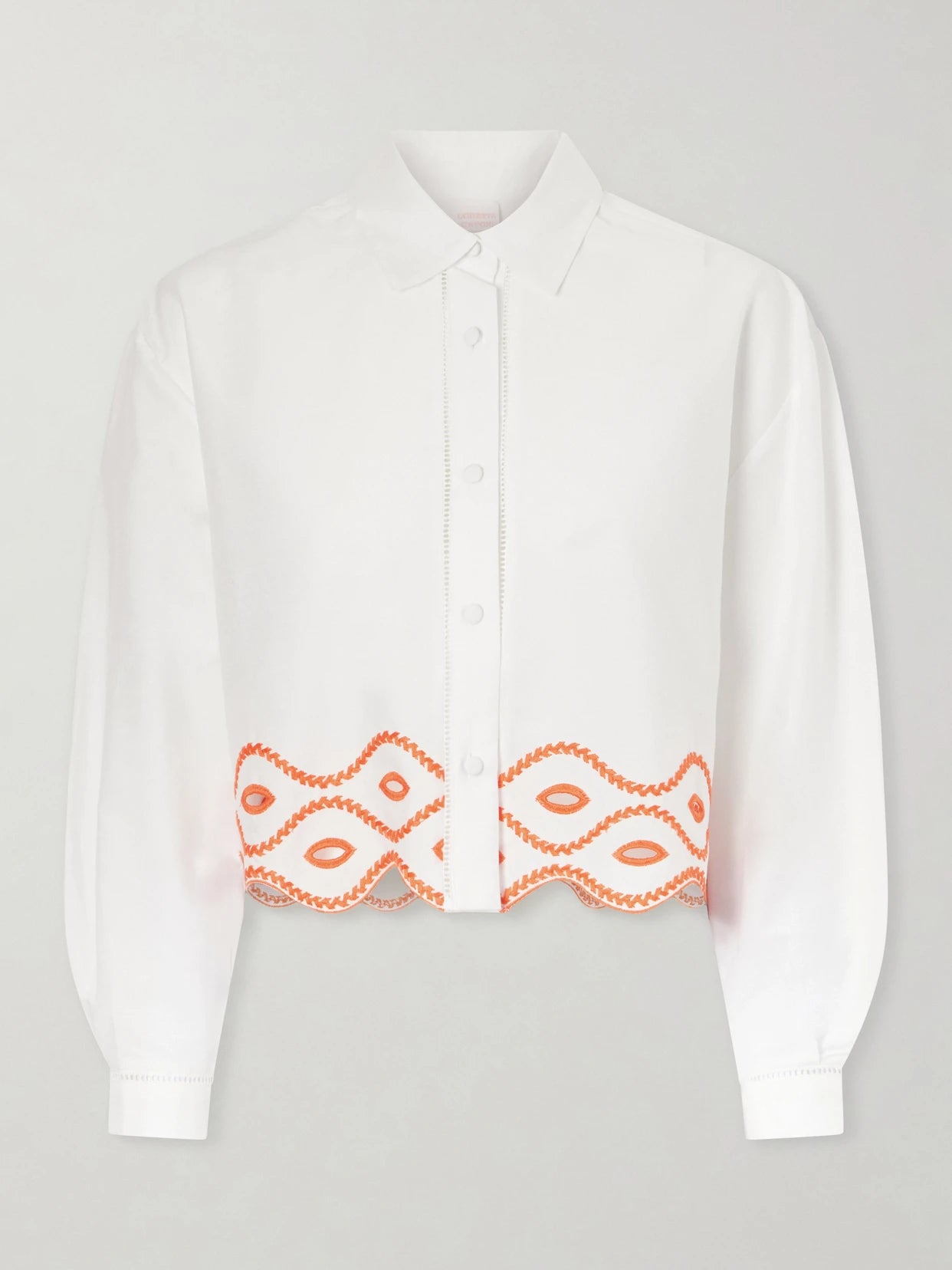 Assia Cropped Broderie Anglaise-trimmed Cotton-voile Shirt