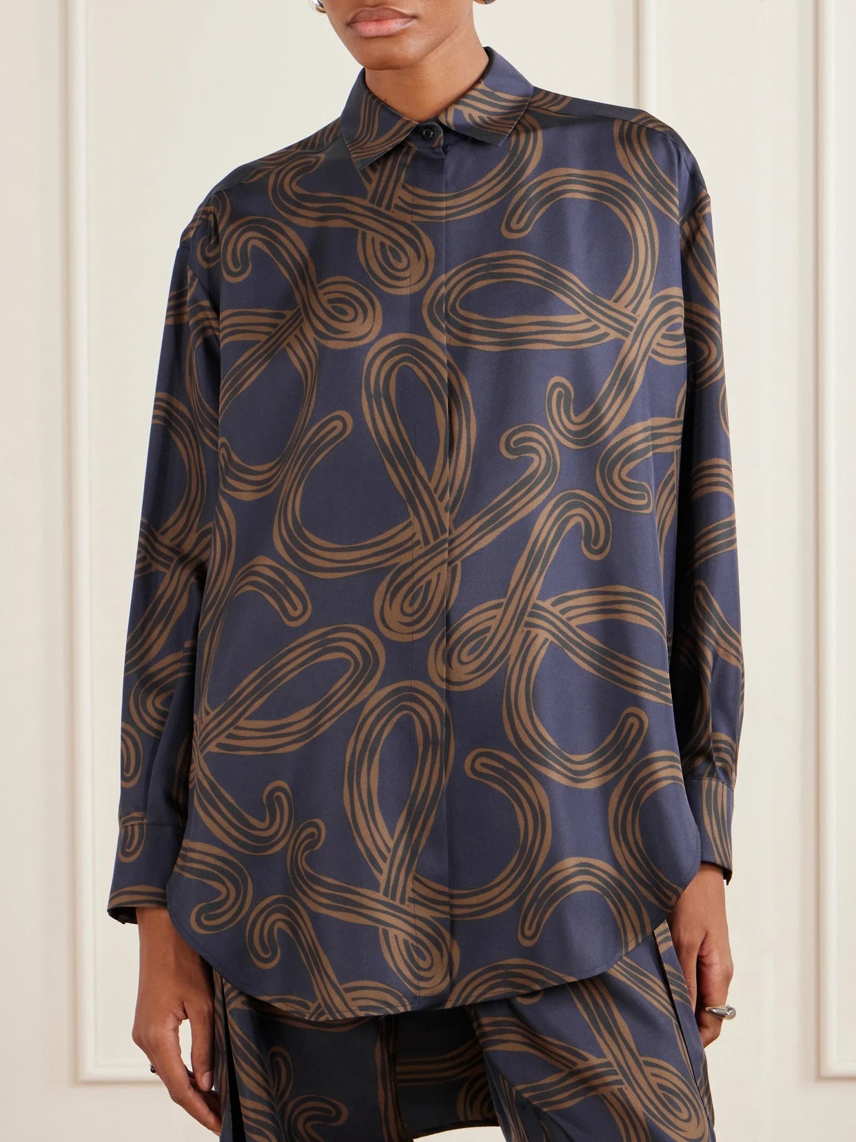 + Paula's Ibiza Anagram-printed Silk-twill Shirt
