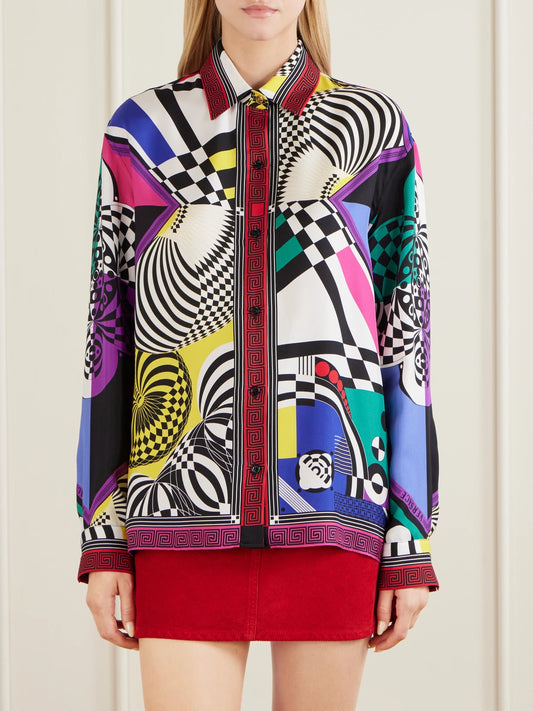 Versace Printed Silk-satin Shirt