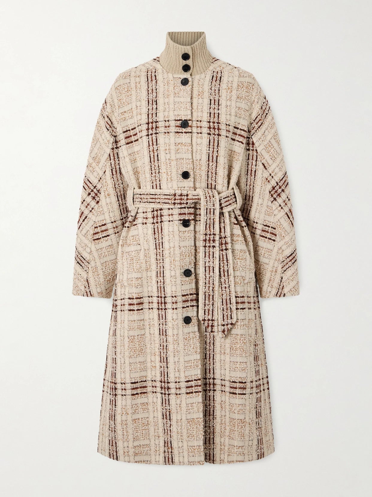 Checked Wool-blend Tweed Coat