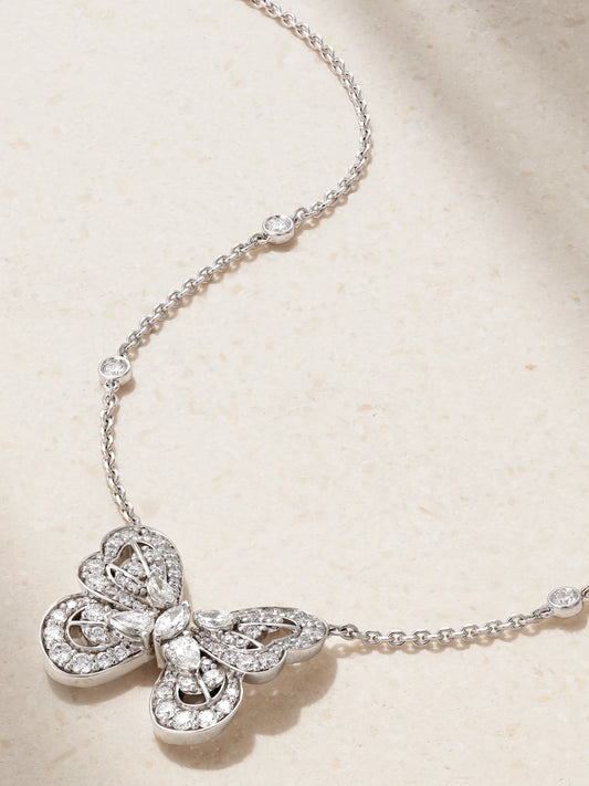 Portraits Of Nature Butterfly 18-karat White Gold Diamond Necklace