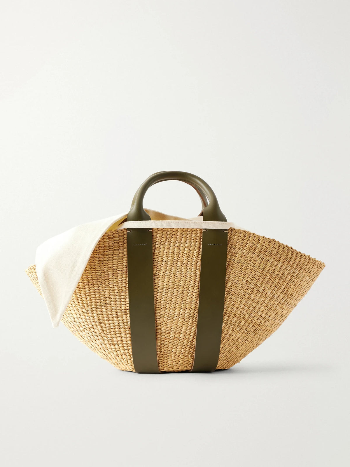 Sophie Leather-trimmed Raffia Tote